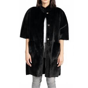 NEW LOVE TOKEN nia faux fur cape coat in black